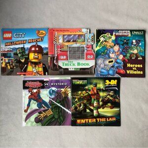 Set of 5 ~ Elementary Storybooks ~ Lego DC Marvel TMNT